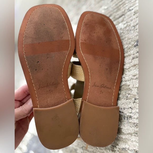 Sam Edelman Rattan Cage Sandals Dawn Fisherman Size 7.5 Cream Beige Big Buckles - Picture 10 of 11